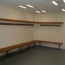 Campus street furniture and custom interior fit out at Institute of Technology Blanchardstown including litter bins, benches, bicycle racks, shelving, and coat hooks by Larkin Engineering